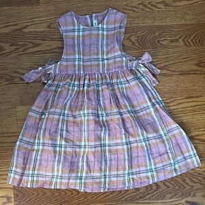 Il Gufo Pink Plaid Dress with Side Bows